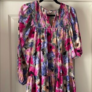 Entro Floral Mini Dress - Pink, Purple, Blue